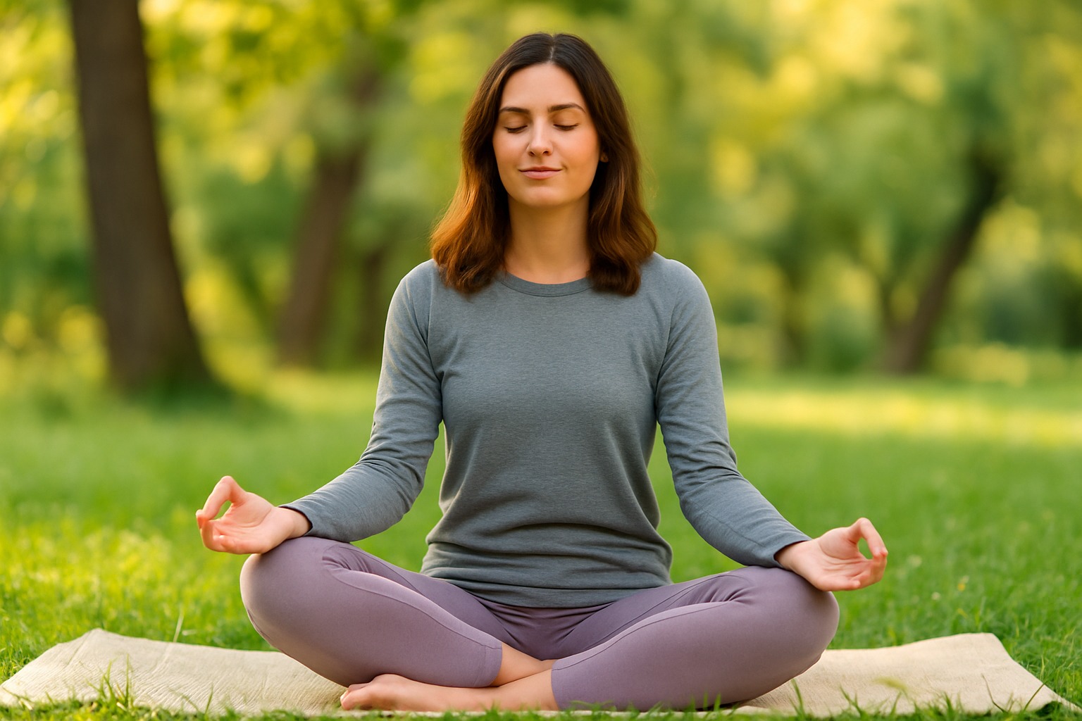 Woman practicing meditation outdoors