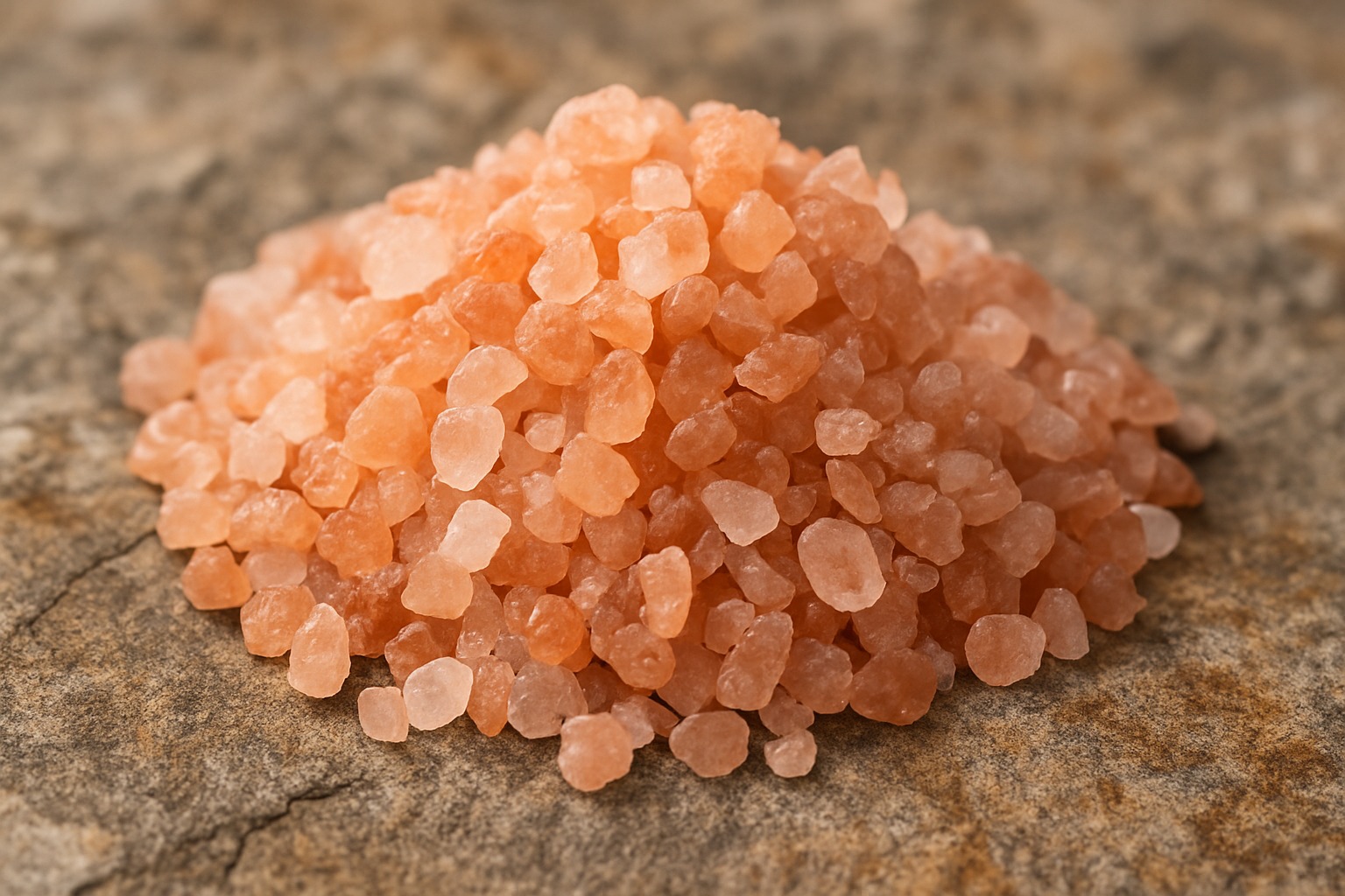 Raw pink Himalayan salt crystals in a small bowl