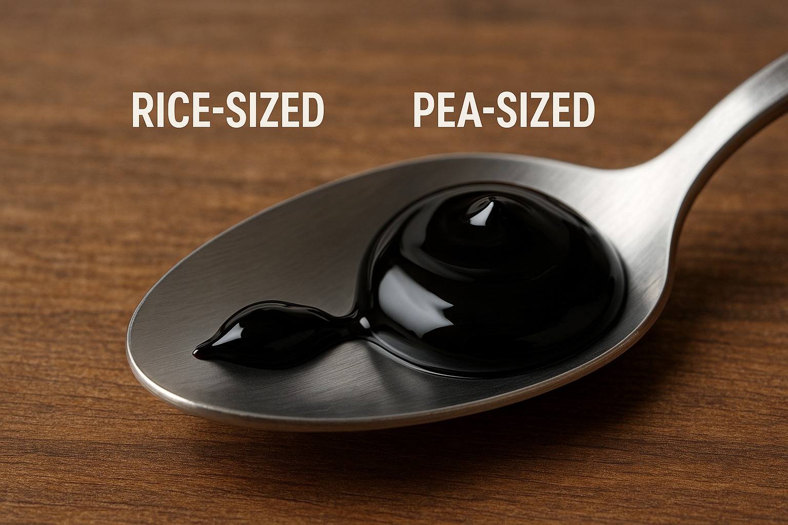 Visual guide showing different portion sizes of Shilajit resin