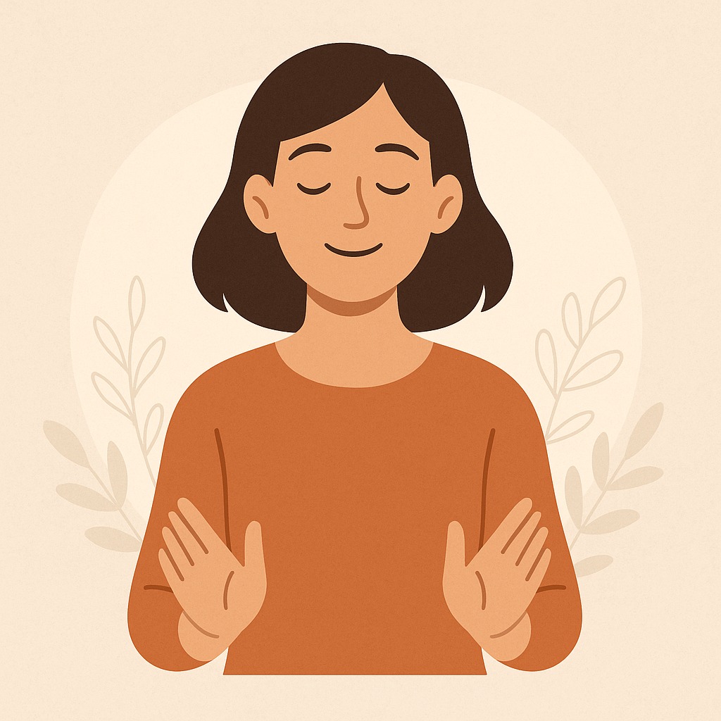 Ilustración de una mujer relajada representando bienestar general asociado al Shilajit